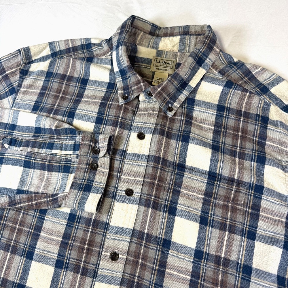 L.L. Bean Flannel Shirt Mens XXL Scotch Plaid Button Down Traditional Fit 228061